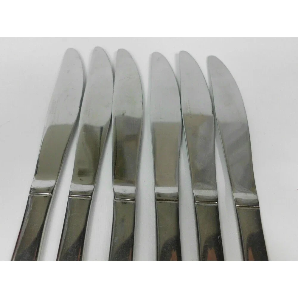 Cambridge Codie Stainless Flatware Dinner Knives Knife 8.5 Inch Ribbed Lot of 6